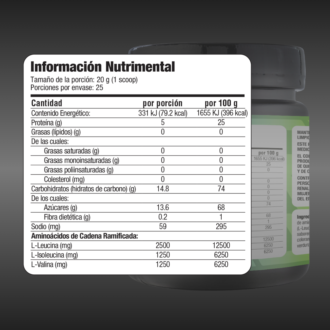 BCAA's Aminoácidos 500 gramos