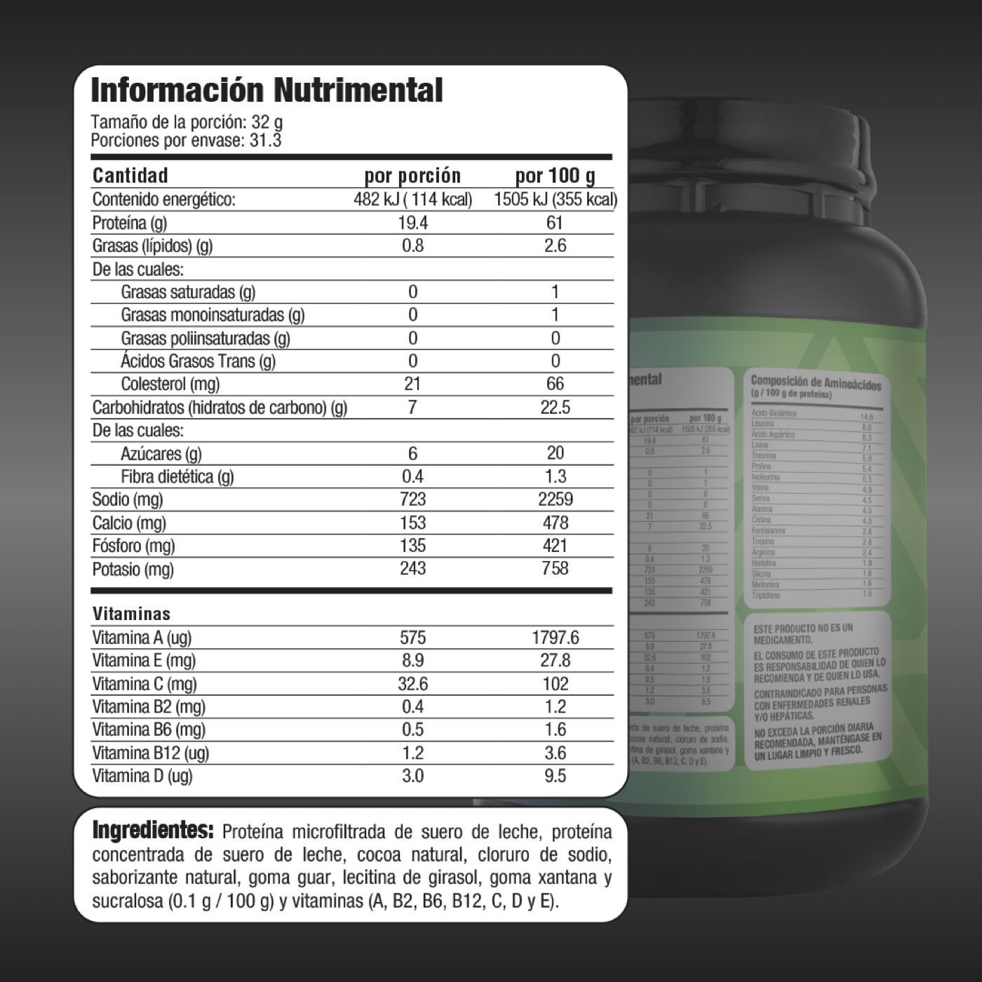 Proteína de suero de leche 1,000 gramos