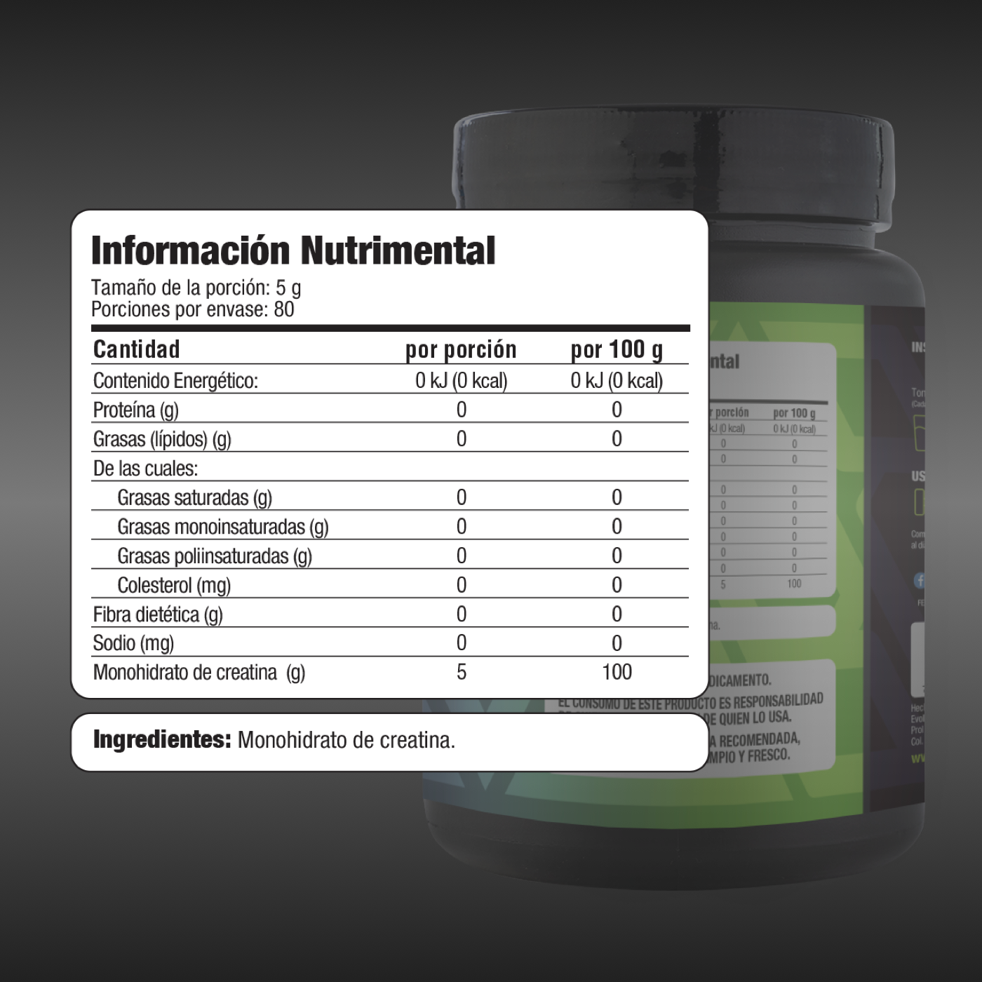 Creatina Monohidratada 400 gramos