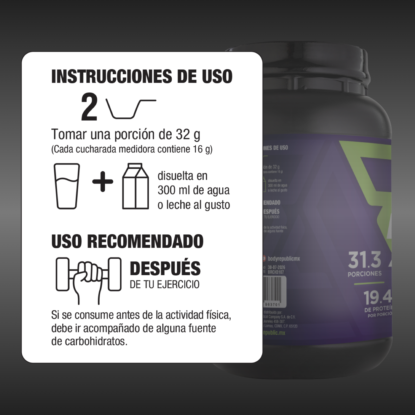 Proteína de suero de leche 1,000 gramos