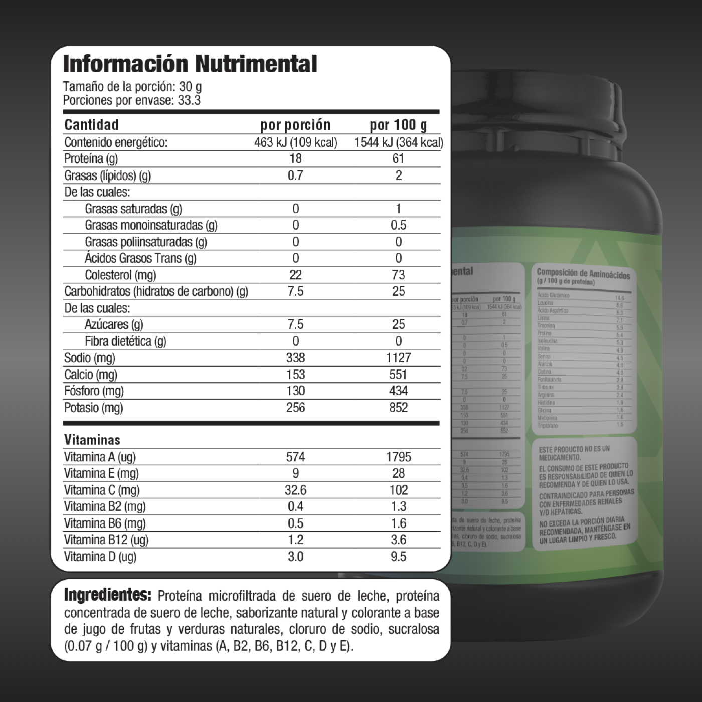 Proteína de suero de leche 1,000 gramos