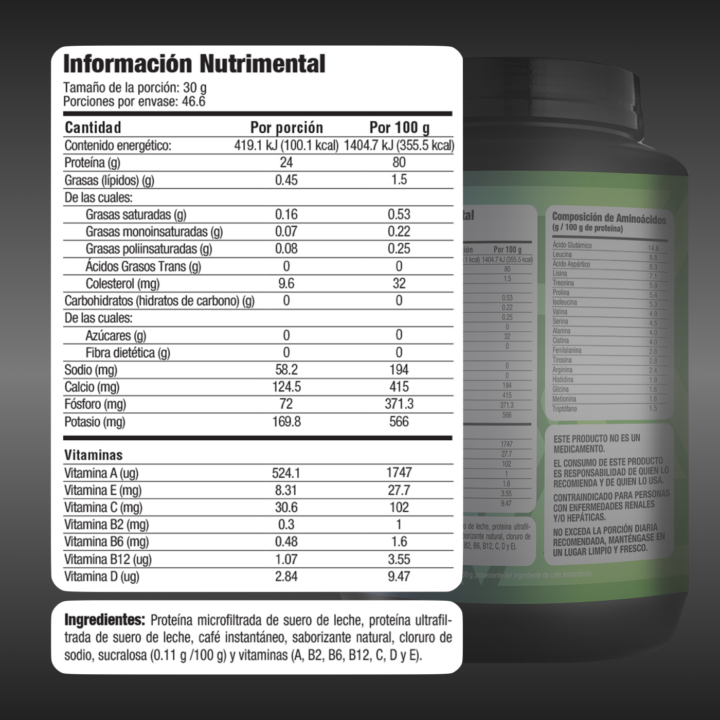 Proteína de suero de leche 1,400 gramos