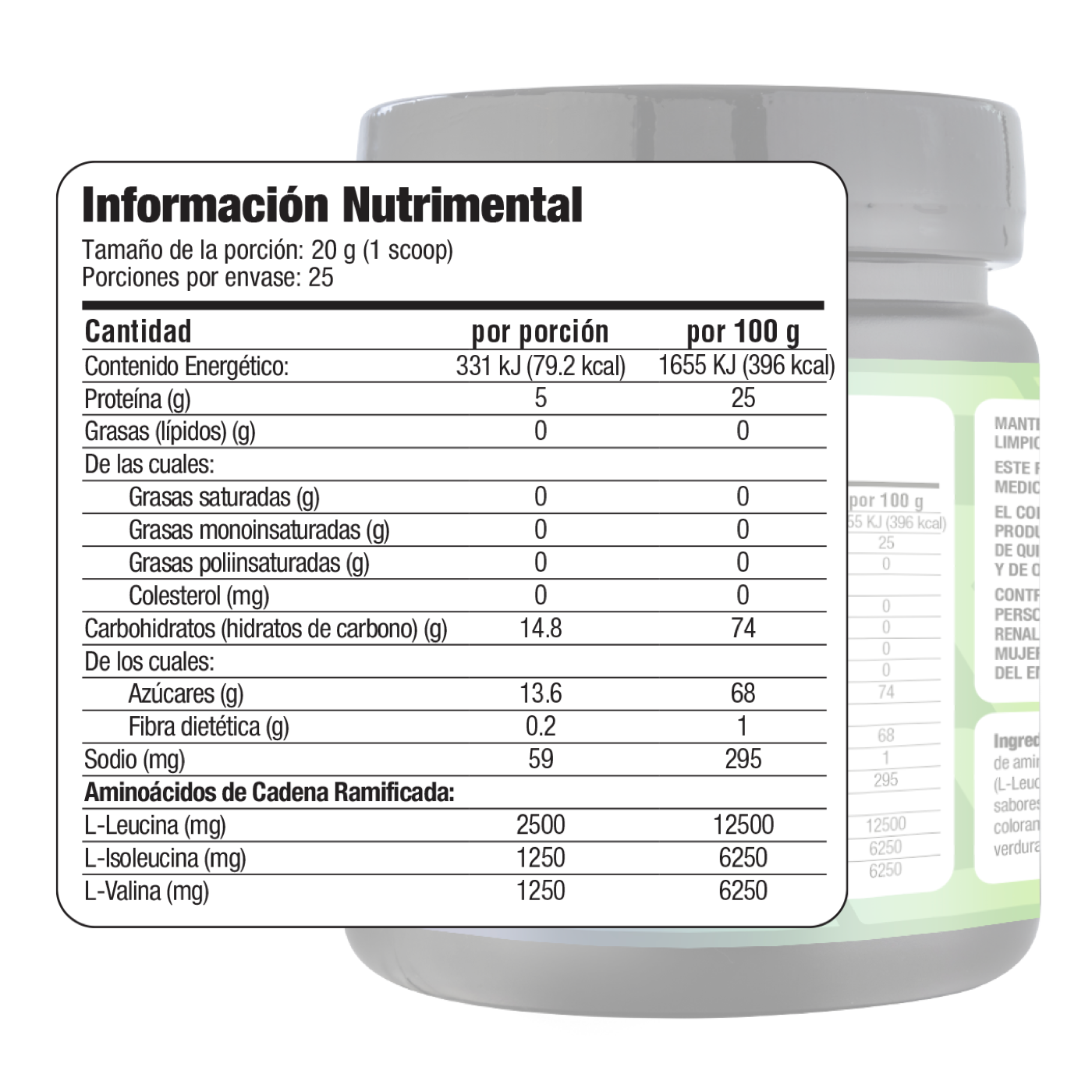 BCAA's Aminoácidos 500 gramos